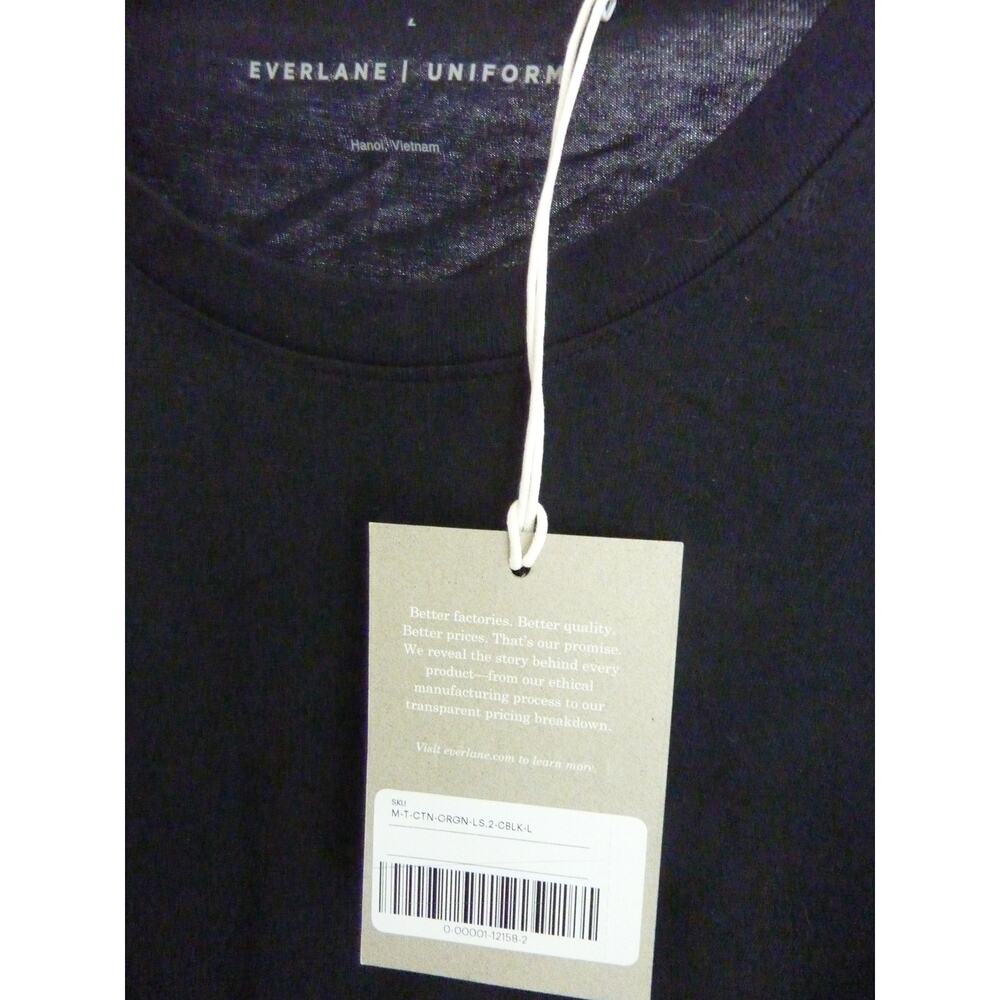 NWT Everlane Black Long Sleeve L Men Tee Shirt - Picture 2 of 4